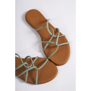Hakiki Deri 23603-MNT Kadın Mint Sandalet & Terlik