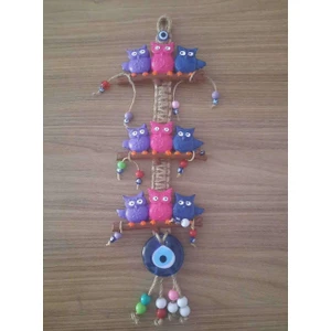 İmren Aksesuar Nazar Boncuğu Renkli Baykuş  Hasır Ipli Kapı ve Duvar Süsü