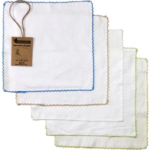 Çift Katlı Oyalı Pamuklu 5'li Bebek Bakım Mendili (22X22 Cm)