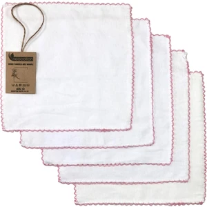 Çift Katlı Oyalı Pamuklu 5'li Bebek Bakım Mendili (22X22 Cm)
