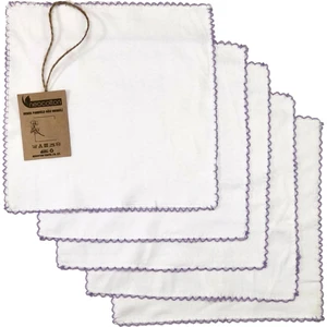 Çift Katlı Oyalı Pamuklu 5'li Bebek Bakım Mendili (22X22 Cm)