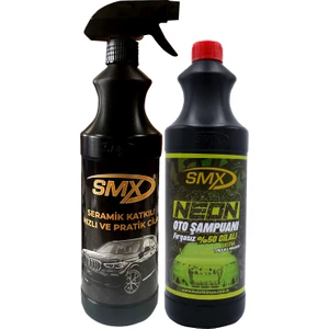 Seramik Cila / Hızlı Cila / Pratik Cila +  Neon %50 Cilalı Fırçasız Oto Şampuanı 1 Lt