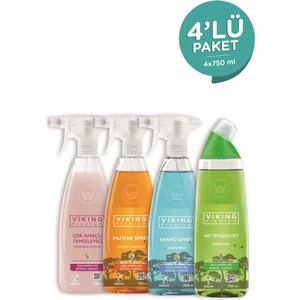 Premium 4'lü (Çok Amaçlı, Banyo, Mutfak, Wc) Paket 750 ml x 4 Adet
