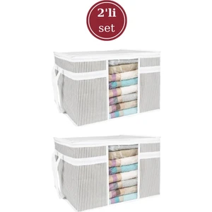 Onikiden Pencereli Hurç, Yastık Havlu Kazak Çamaşır Saklama Çantası Organizer 40X45X30CM 2 Adet
