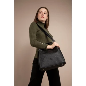 Just Polo Büyük Boy Örgü Detaylı 4 Bölmeli Kadın Omuz Çantası  4031