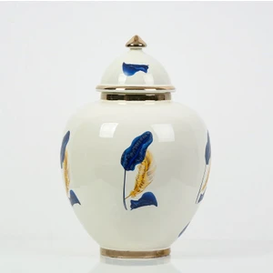 Mavi Gold Yaprak Desenli Şah Küp 38 cm AK.NRH0057
