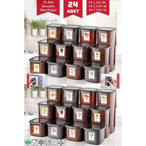 Nandy Home Etiketli 24'lü Antrasit Kırılmaz Saklama Kabı Seti 1,75/1,2/0,55 Lt