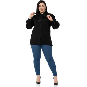 Disentis Modest Büyük Beden Siyah Gömlek