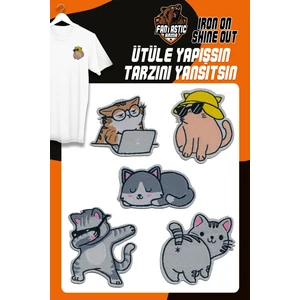 Ütü Ile Yapışan Dokuma Arma Seti Patch Kedi, Kedicik, Catch Modeli