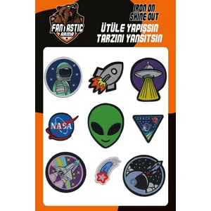 Ütü Ile Yapışan Dokuma Arma Seti Patch Yama Uzay, Nasa, Roket, Astronot, Yıldız, Space Modeli