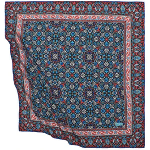 Bursa İpek Lacivert Türk Motifli Çini Desen Ipeksi Eşarp