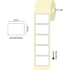 58X40MM Eco Termal Etiket 1 Li 40MM Çap 500 Lü