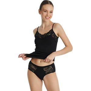 Kadın Siyah Dantelli Slip Külot 1311