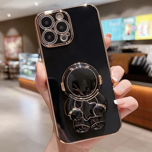 Oppo A54 CPH2239 Uyumlu Kılıf Astronot Gizli Standlı Silikon Tutuculu Katlanabilir Lazer Tpu