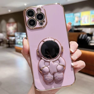 Oppo A54 CPH2239 Uyumlu Kılıf Astronot Gizli Standlı Silikon Tutuculu Katlanabilir Lazer Tpu