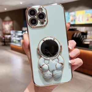 Oppo A54 CPH2239 Uyumlu Kılıf Astronot Gizli Standlı Silikon Tutuculu Katlanabilir Lazer Tpu