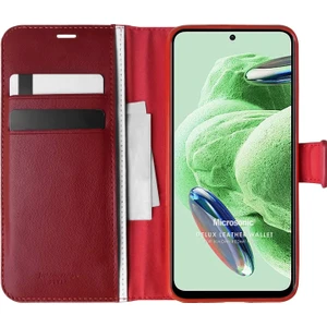 Xiaomi Redmi Note 12 Kılıf Delux Leather Wallet Kırmızı