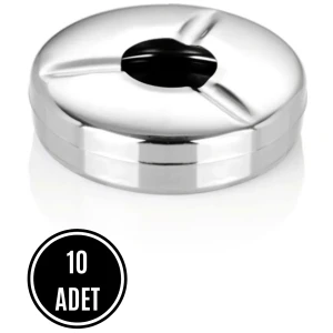 10 Adet Ekonomik Büyük Boy Kapaklı Paslanmaz Çelik Kül Tablası Metal Küllük