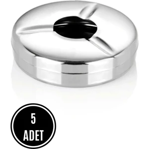 5 Adet Ekonomik Büyük Boy Kapaklı Paslanmaz Çelik Kül Tablası Metal Küllük