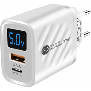 LED Ekranlı 20W Pd+Usb Şarj Adaptörü