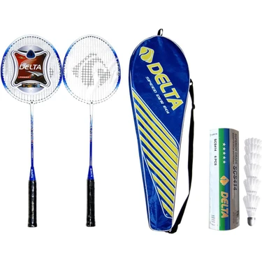Delta 2 Adet Tek Parça Deluxe Badminton Raketi + Çantası + 6 Adet Dengeli Hız Badminton Topu