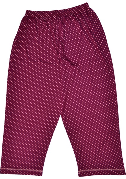 Kadın Bordo Kısakol Kaprili Bambu Yazlık Rahat Pijama Takımı 3450