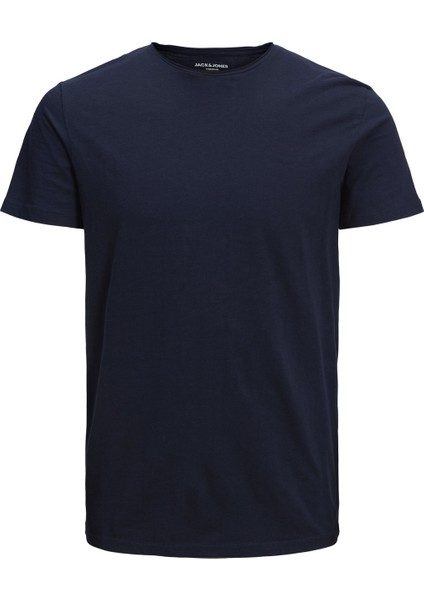 Bisiklet Yaka Düz Lacivert Erkek T-Shirt 12211339_JPRBLUROCK Basıc Tee Ss Cr