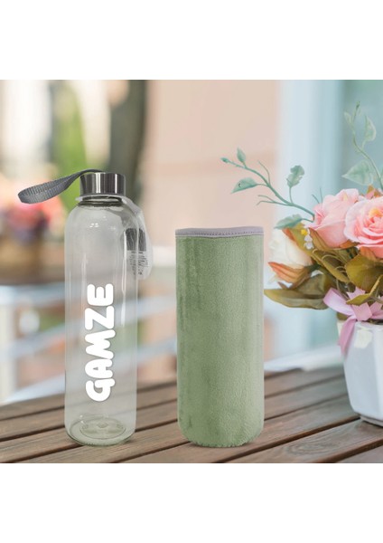 Kişiye Özel Peluş Kılıflı Cam MATARA 750 ML