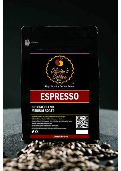 Oliviani Espresso Çekirdek Kahve 250 gr Yoğun Kahve Tadı