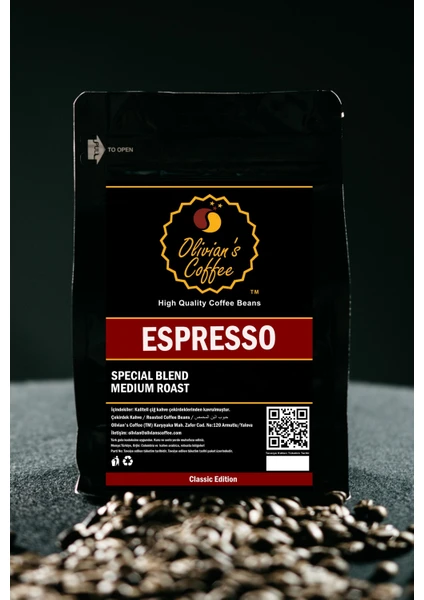 Olivian's Coffee Oliviani Espresso Çekirdek Kahve 250 gr Yoğun Kahve Tadı