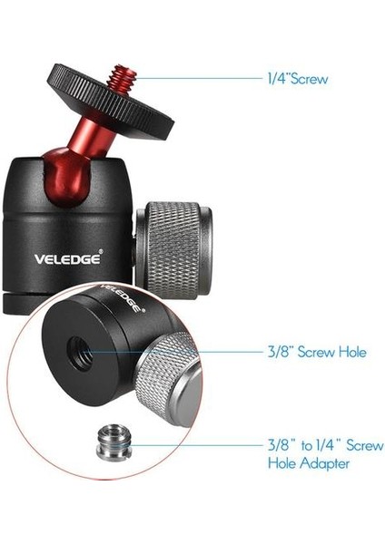 Mini Tripod Top Kafa Adaptörü Ballhead Alumimun (Yurt Dışından)