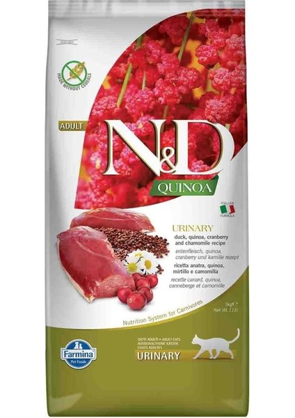 Quinoa Urinary Ördek Quinoa Aromalı Destekleyici Yetişkin Kedi Maması 5 kg