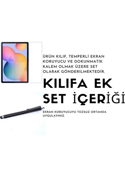 MTK Moveteck Samsung Galaxy Tab A8 10.5 SM-X200 X205 X207 Kılıf Dönebilen 360 Tablet Kılıfı + Ekran Koruyucu Cam + Dokunmatik Kalem Set