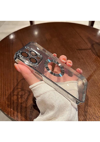 iPhone 13 Pro Kılıf 5d Kamera Lens Korumalı Plating Logo Gösteren Kenarları Renkli Arkası Şeffaf Silikon F fiyatları