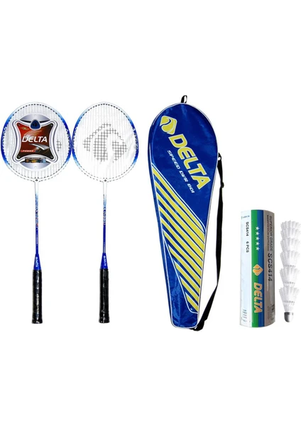 2 Adet Tek Parça Deluxe Badminton Raketi + Çantası + 6 Adet Dengeli Hız Badminton Topu Seti