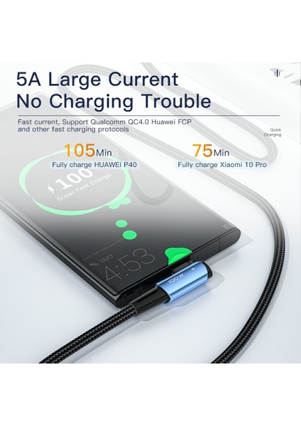 1m 100W Type C Erkek Type C Erkek Dirsek Kablosu 5A Hızlı Şarj Örgülü Veri Kablosu (Yurt Dışından) indirimleri