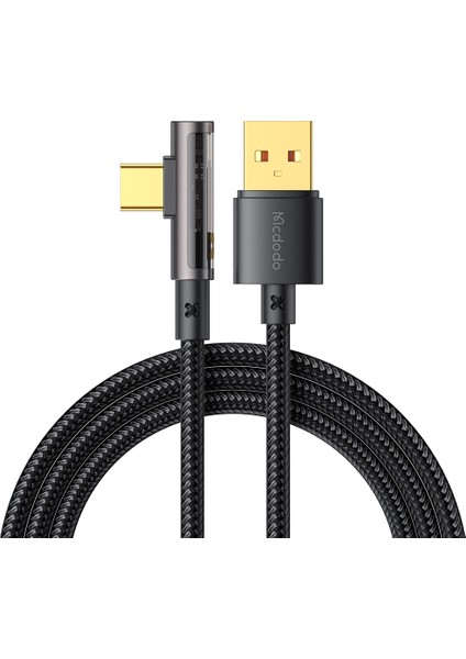 iPhone 15 Serisi için Mdd Prizma Serisi 1.2 M 6A Hızlı Şarj C Tipi Kablo Şeffaf 90 Derece Dirsek Veri Kablosu (Yurt Dışından)