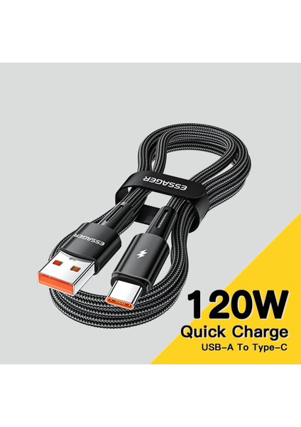 2m Süper Uzun Usb'den Type-C'ye 120W Hızlı Şarj Kablosu 480MBPS Veri Iletim Kablosu - Siyah (Yurt Dışından) fiyatları