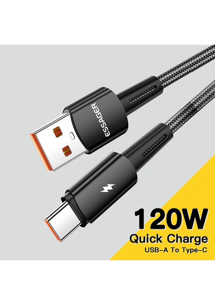 2m Süper Uzun Usb'den Type-C'ye 120W Hızlı Şarj Kablosu 480MBPS Veri Iletim Kablosu - Siyah (Yurt Dışından) modelleri