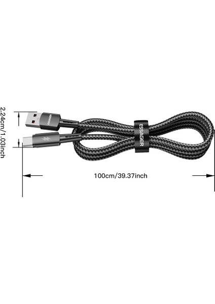 2m Süper Uzun Usb'den Type-C'ye 120W Hızlı Şarj Kablosu 480MBPS Veri Iletim Kablosu - Siyah (Yurt Dışından) fırsatları