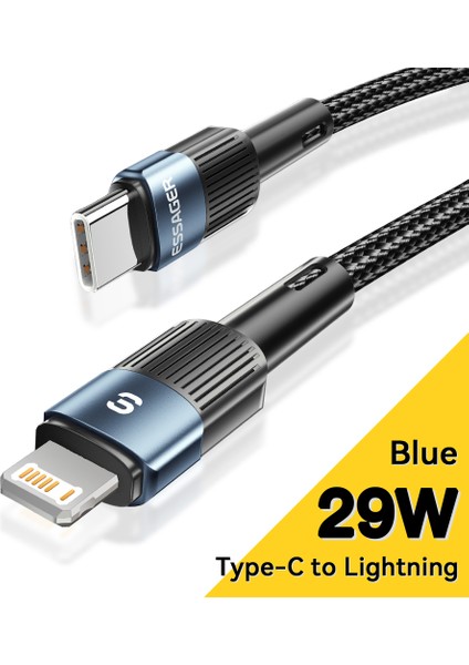 2m Pd 29W Naylon Tip-C-Ip Şarj Kablosu 3A Hızlı Şarj 480MBPS Veri Aktarım Kablosu-Mavi (Yurt Dışından) fırsatları