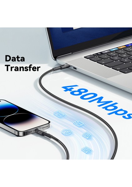 2m Pd 29W Naylon Tip-C-Ip Şarj Kablosu 3A Hızlı Şarj 480MBPS Veri Aktarım Kablosu-Mavi (Yurt Dışından) indirimleri