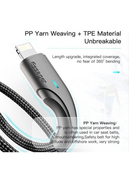 1m Cep Telefonu Kablosu Usb'den Ip'ye 2.4A Hızlı Şarj Kablosu 480MBPS Transfer Örgülü Tasarım Yıldırım Cihazları için LED Işık Tasarım Hattı-Siyah (Yurt Dışından) fiyatları