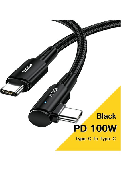 3m 100W Tip C'den Tip C Dirsek 5A Dizüstü Telefon Hızlı Şarj Kablosu Örgülü Veri Kablosu (Yurt Dışından) fiyatları