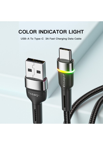 1m 3A Hızlı Şarj Kablosu Usb A'dan Tip C'ye Renkli Gösterge Işığı ile Örgülü Kablo 480MBPS Veri Iletimini (Yurt Dışından) fiyatları