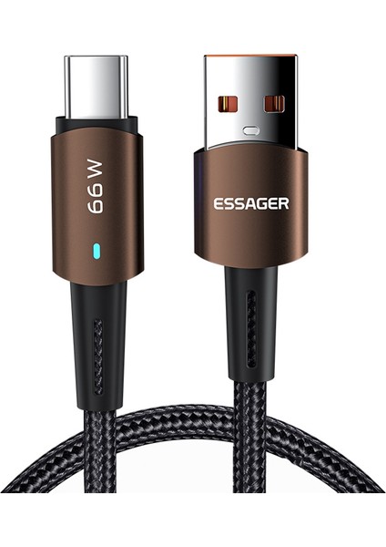 1m Hızlı Şarj Kablosu 6A Örgülü Tasarım Usb'den C Tipi Cep Telefonu Kablosuna 480MBPS Veri Iletim Kablosu - Kahve (Yurt Dışından)