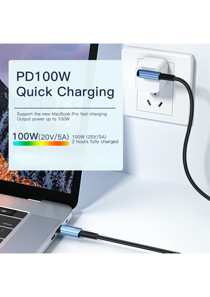 1m 100W Type C Erkek Type C Erkek Dirsek Kablosu 5A Hızlı Şarj Örgülü Veri Kablosu (Yurt Dışından) fırsatları