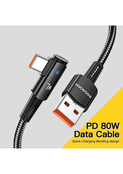 3m Süper Uzun Usb'den Tip-C'ye Şarj Kablosu 7A Hızlı Şarj Dirsek Tasarımı Örgülü 480MBPS Veri Aktarım Kablosu (Yurt Dışından) fiyatları