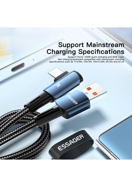 3m Süper Uzun Usb'den Tip-C'ye Şarj Kablosu 7A Hızlı Şarj Dirsek Tasarımı Örgülü 480MBPS Veri Aktarım Kablosu (Yurt Dışından) modelleri