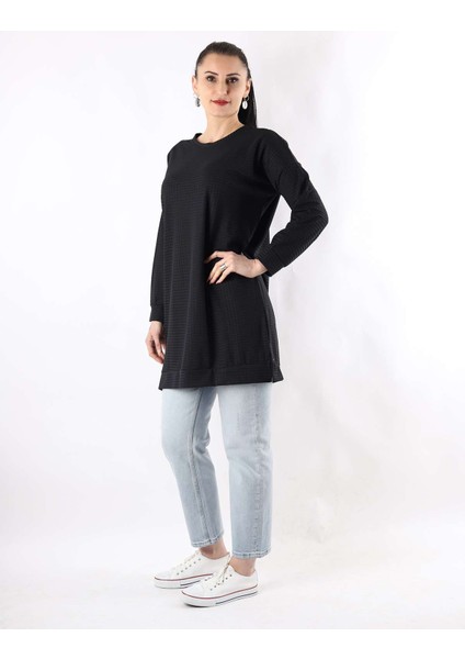 Oversize Çavuş Desen Tunik Siyah fiyatları